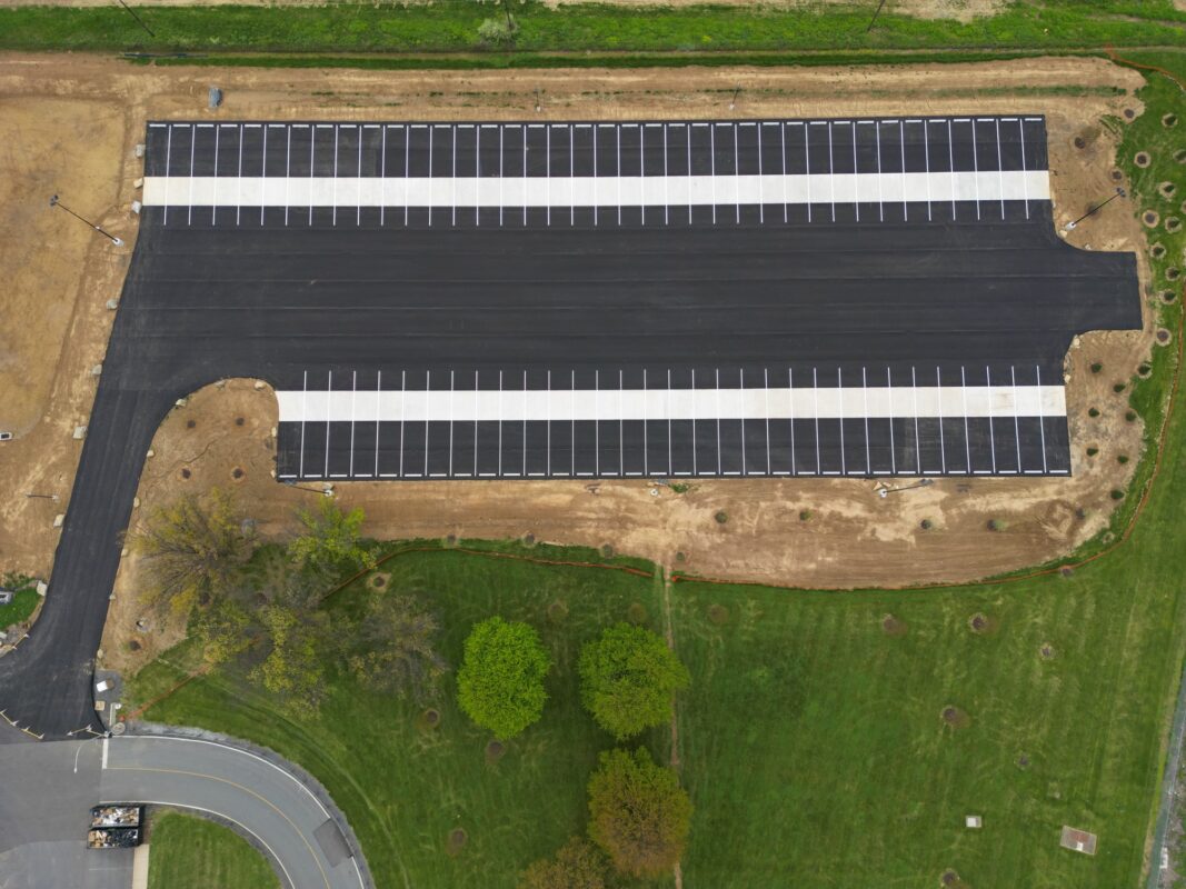 New truck trailer parking lot for a warehouse